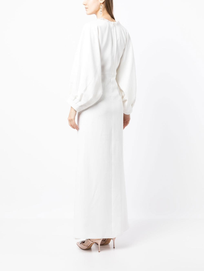 Sachin & Babi Gabby V-neck Lace Gown In White