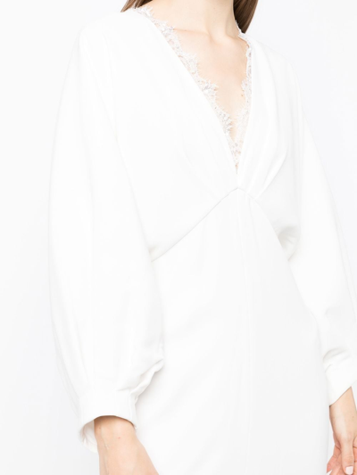 Sachin & Babi Gabby V-neck Lace Gown In White