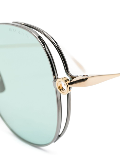 Shop Dita Eyewear Arohz Oversize Round-frame Sunglasses In 03 Silver Gold