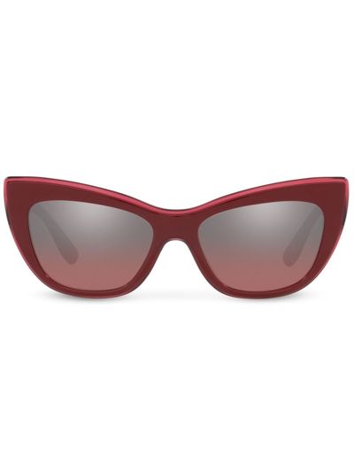 Shop Dolce & Gabbana New Print Cat-eye Frame Sunglasses In Red