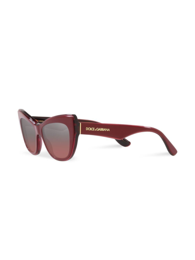 Shop Dolce & Gabbana New Print Cat-eye Frame Sunglasses In Red