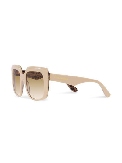 Shop Dolce & Gabbana Oversize-frame Sunglasses In Neutrals