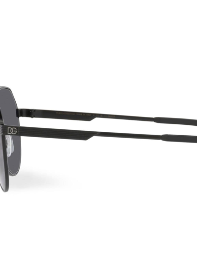 Shop Dolce & Gabbana Gros Grain Pilot-frame Sunglasses In Black