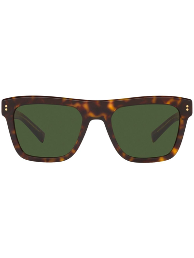 Shop Dolce & Gabbana Domenico Square-frame Sunglasses In Brown