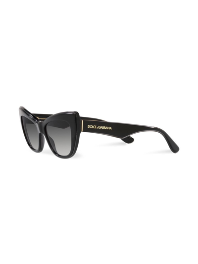 Shop Dolce & Gabbana Logo-plaque Cat-eye Sunglasses In Black