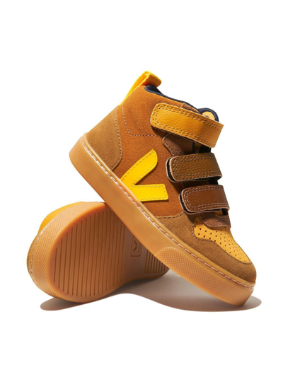 Veja V-10 Mid Suede Sneakers In Yellow