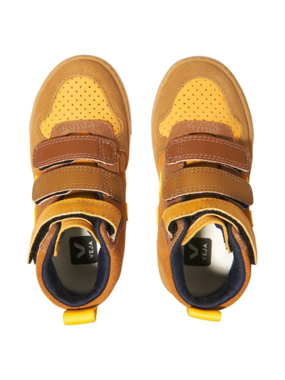 Veja V-10 Mid Suede Sneakers In Yellow