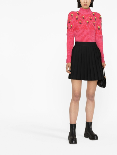 Cormio Ribbed Knit Jersey With Floral Embroidery In White
