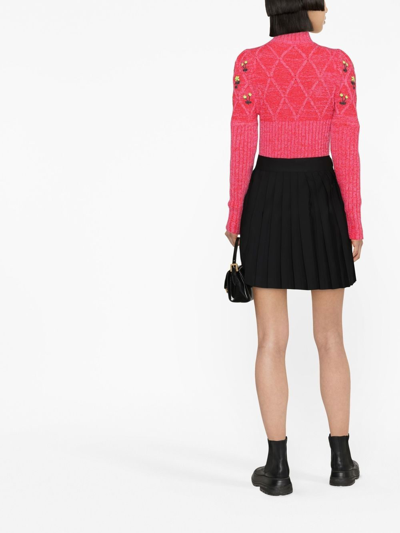 Cormio Ribbed Knit Jersey With Floral Embroidery In White