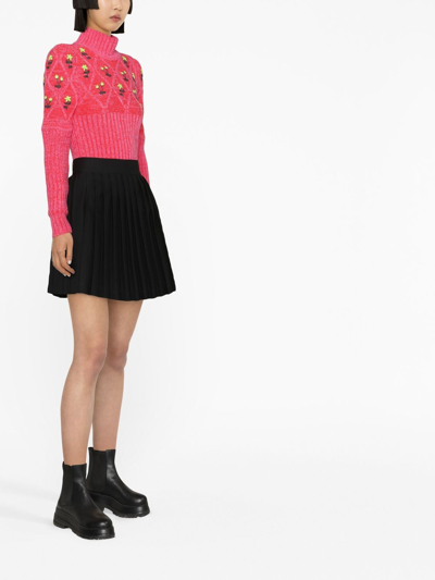 Cormio Ribbed Knit Jersey With Floral Embroidery In White
