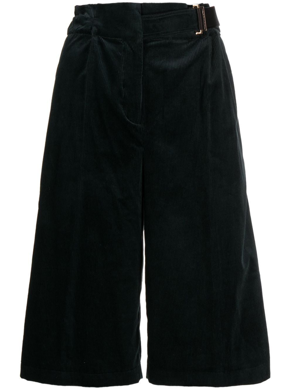 Agnona belted corduroy Bermuda shorts - Green