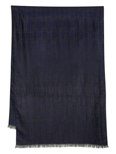 Shop Agnona Fine-knit Fringed Scarf In Blue