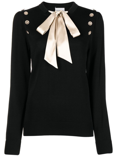 Shop Edward Achour Paris Pussy-bow Buttoned Blouse In Black