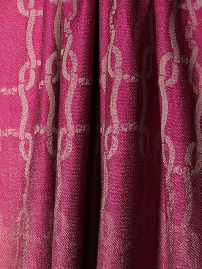 Shop Agnona Monogram Jacquard Fringed Scarf In Pink