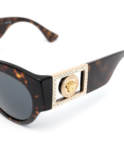 Versace Medusa Head Tortoiseshell-effect Sunglasses In Brown