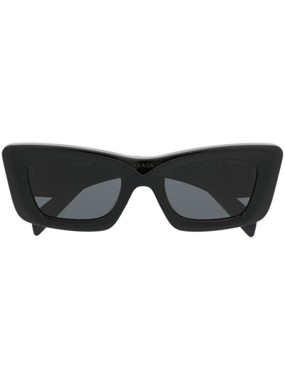 Shop Prada Cat-eye Frame Tinted Sunglasses In Black
