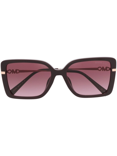 Shop Michael Kors Castellina Square-frame Sunglasses In Red