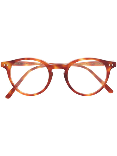 Shop Epos Castore Round-frame Glasses In Brown