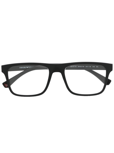 Shop Emporio Armani Changeable-lens Rectangular Sunglasses In Black