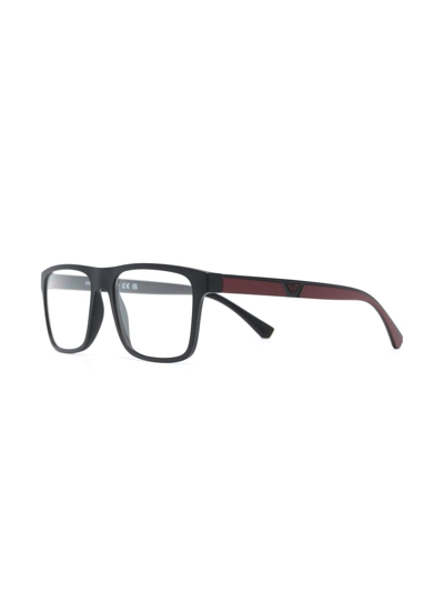 Emporio Armani Changeable-lens Rectangular Sunglasses In Black