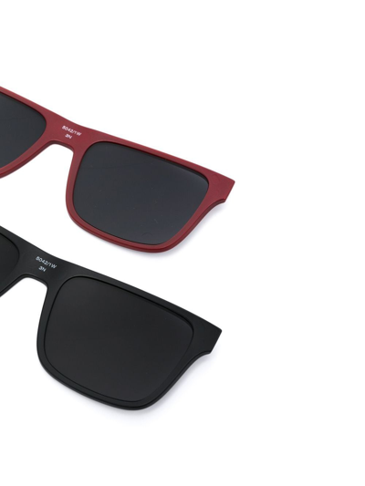 Emporio Armani Changeable-lens Rectangular Sunglasses In Black
