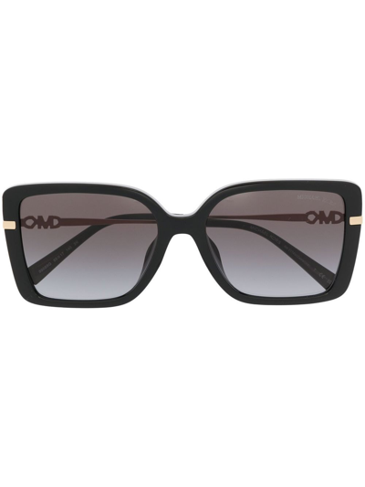 Shop Michael Kors Castellina Rectangle-frame Sunglasses In Black