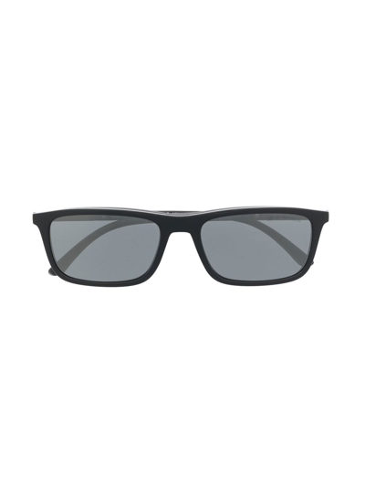Emporio Armani Matte-effect Rectangle-frame Glasses In Black