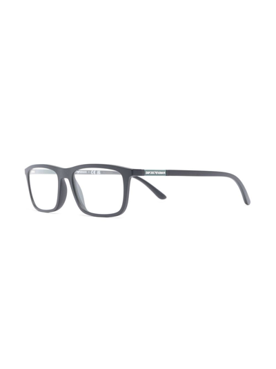 Shop Emporio Armani Matte-effect Rectangle-frame Glasses In Black