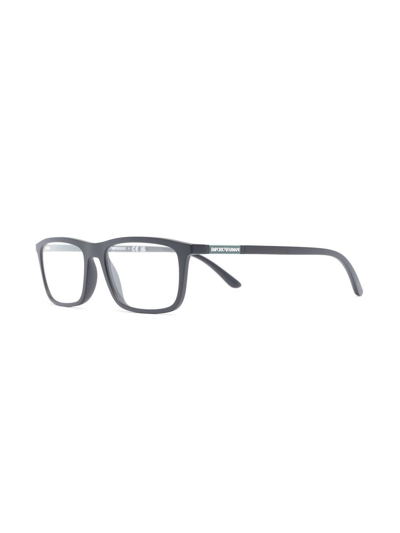 Emporio Armani Matte-effect Rectangle-frame Glasses In Black