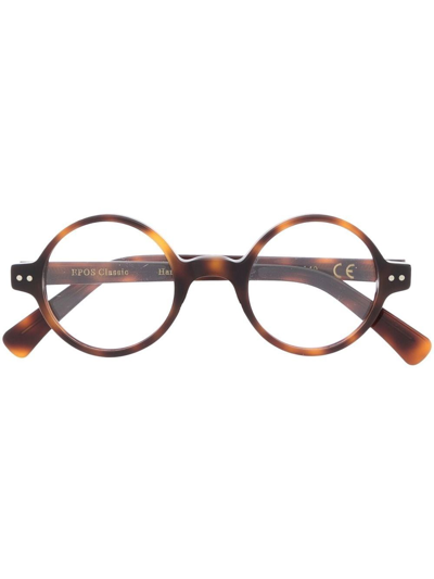 Shop Epos Palladio Round-frame Glasses In Brown