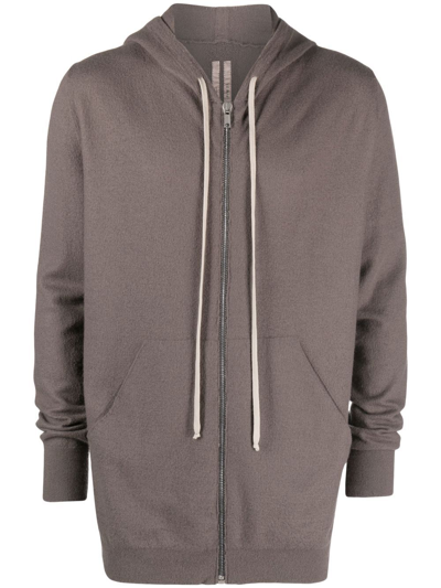 Shop Rick Owens Drawstring Zip-up Hoodie In Grey