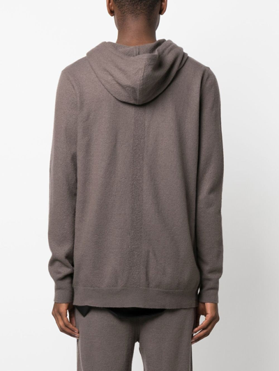 Rick Owens Drawstring Zip-up Hoodie In Grey