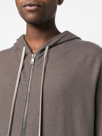 Rick Owens Drawstring Zip-up Hoodie In Grey