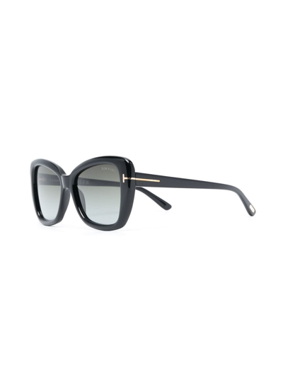 Shop Tom Ford Logo-detail Butterfly-frame Sunglasses In Black