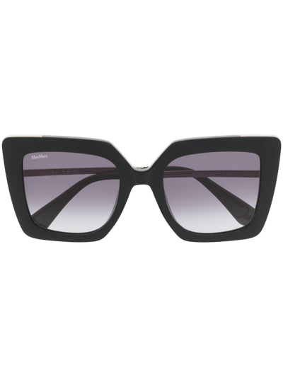 Max Mara Engraved-logo Square-frame Sunglasses In Black