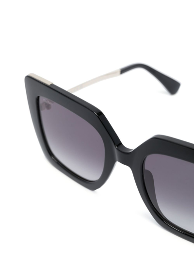 Max Mara Engraved-logo Square-frame Sunglasses In Black