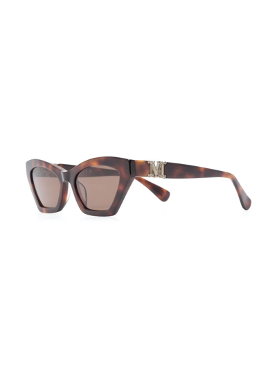 Max Mara Tortoiseshell-effect Cat-eye Sunglasses In Brown