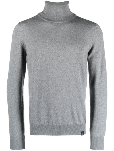Fay Elbow Patch Virgin Wool Jumper In Grey