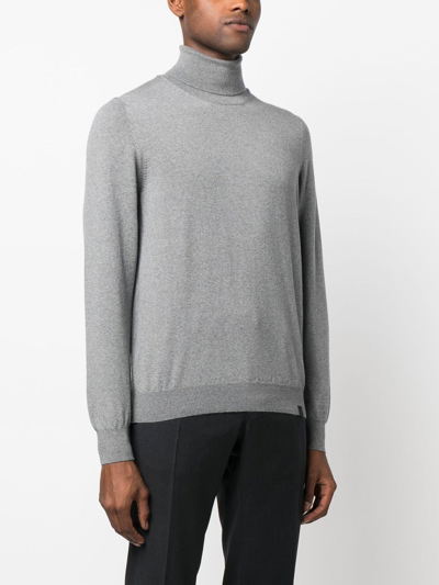 Fay Elbow Patch Virgin Wool Jumper In Grey
