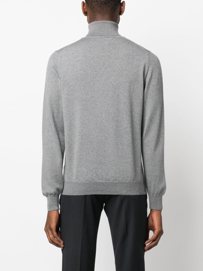 Fay Elbow Patch Virgin Wool Jumper In Grey