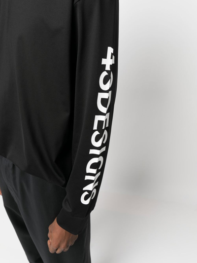 Shop 4sdesigns Logo-sleeve T-shirt In Black