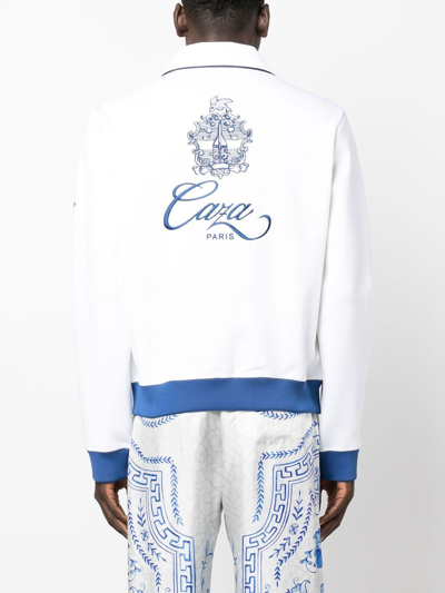 Shop Casablanca Emblem De Caza Zip-up Sweater In White