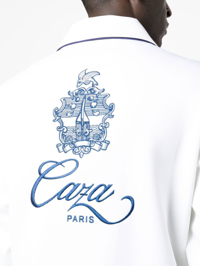 Shop Casablanca Emblem De Caza Zip-up Sweater In White