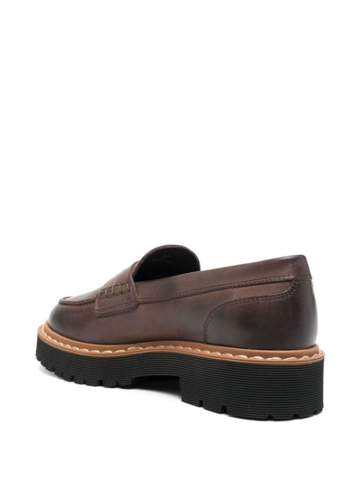 Shop Hogan H543 Leather Penny Loafers In Brown