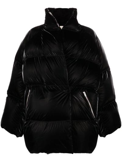 Shop Khaite Mott High-shine Puffer Coat In Black