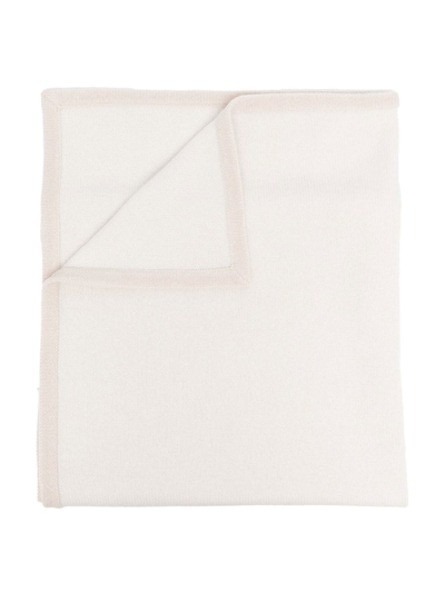 Shop Brunello Cucinelli Logo-print Cashmere Blanket In Neutrals