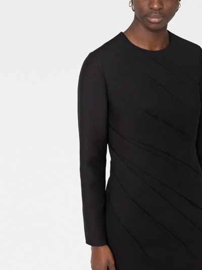 Shop Valentino Long-sleeve Gathered Minidress In Black