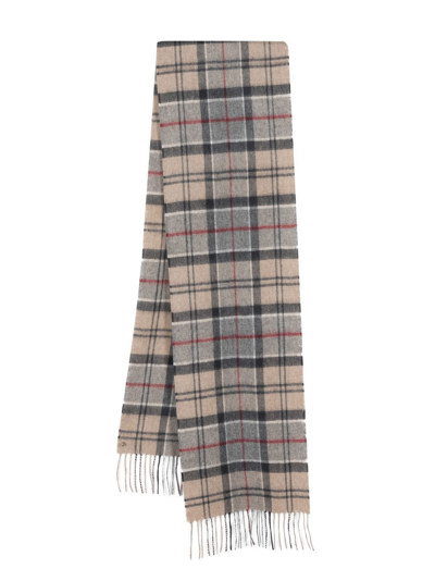 Barbour Holden Checked Fringe-trimmed Scarf In Grey