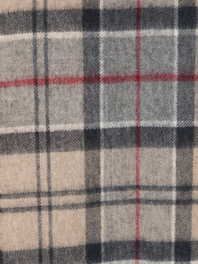 Barbour Holden Checked Fringe-trimmed Scarf In Grey
