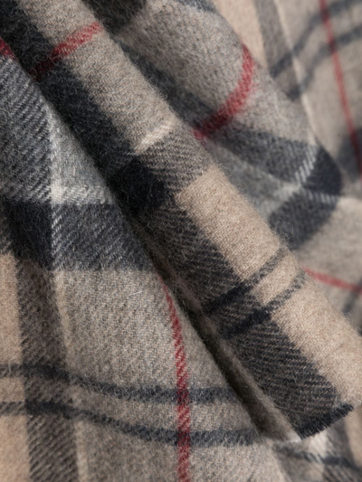 Barbour Holden Checked Fringe-trimmed Scarf In Grey